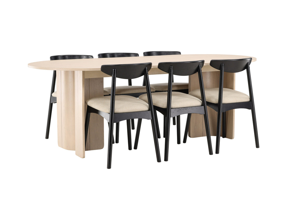 Tyresö Esstisch mit Ven Stühlen in Schwarz präsentiert im Onlineshop von KAQTU Design AG. Esszimmerset ist von Venture Home