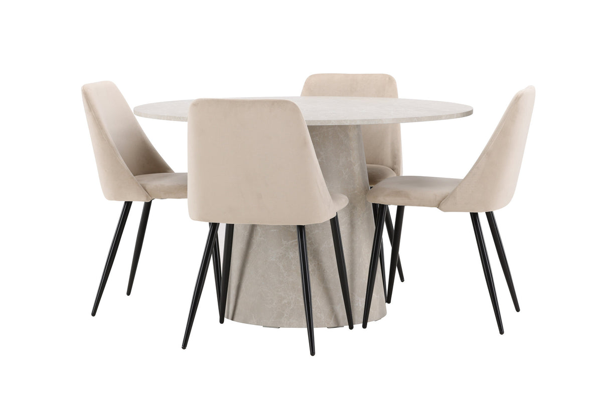 Esstisch Lanzo mit Nachtstuhl in Beige präsentiert im Onlineshop von KAQTU Design AG. Esszimmerset ist von Venture Home