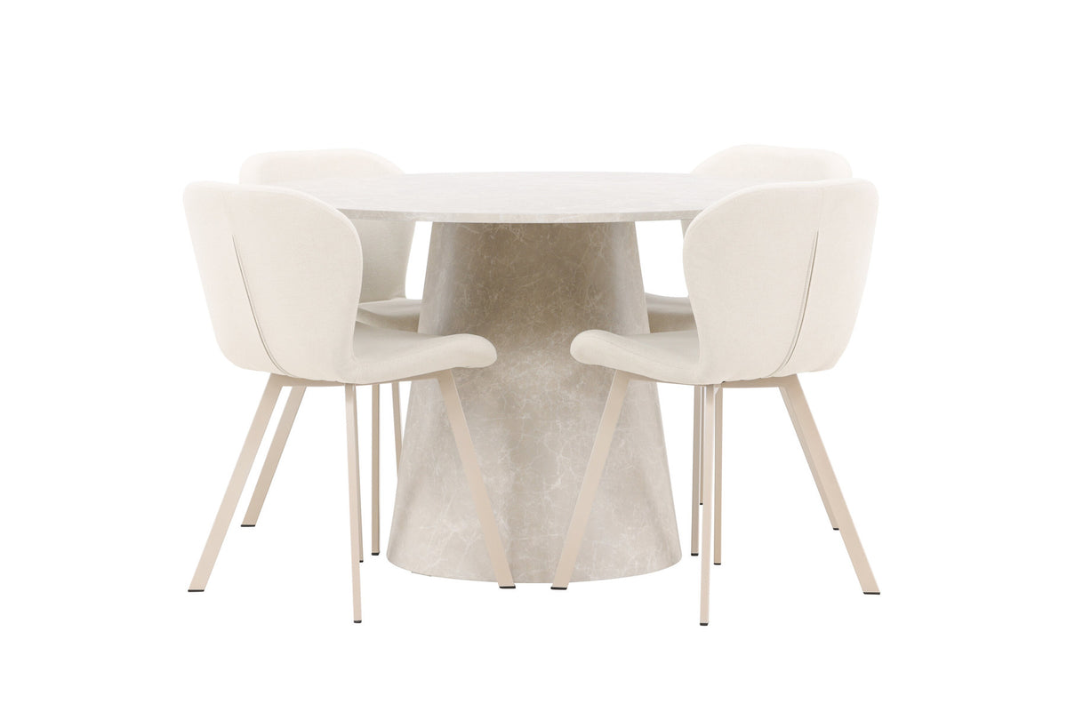 Esstisch Lanzo mit Lilja Stuhl in Beige präsentiert im Onlineshop von KAQTU Design AG. Esszimmerset ist von Venture Home