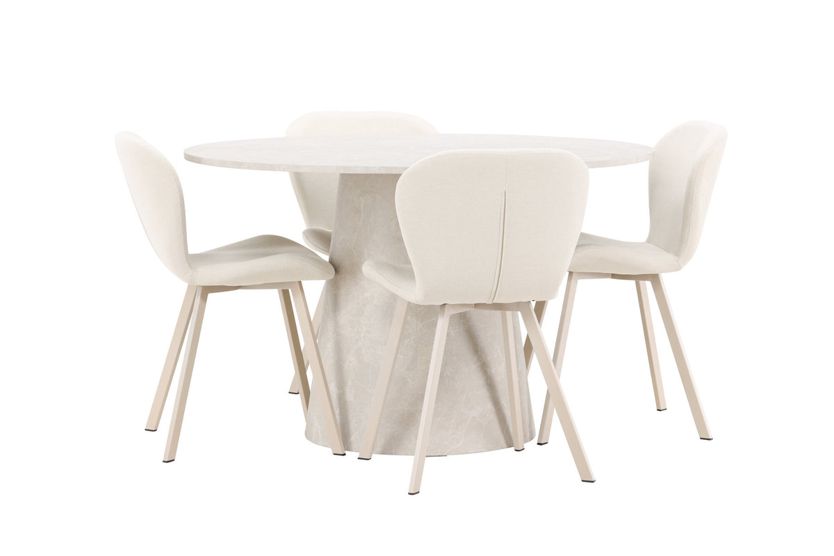 Esstisch Lanzo mit Lilja Stuhl in Beige präsentiert im Onlineshop von KAQTU Design AG. Esszimmerset ist von Venture Home