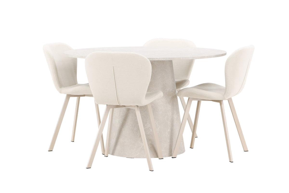 Esstisch Lanzo mit Lilja Stuhl in Beige präsentiert im Onlineshop von KAQTU Design AG. Esszimmerset ist von Venture Home
