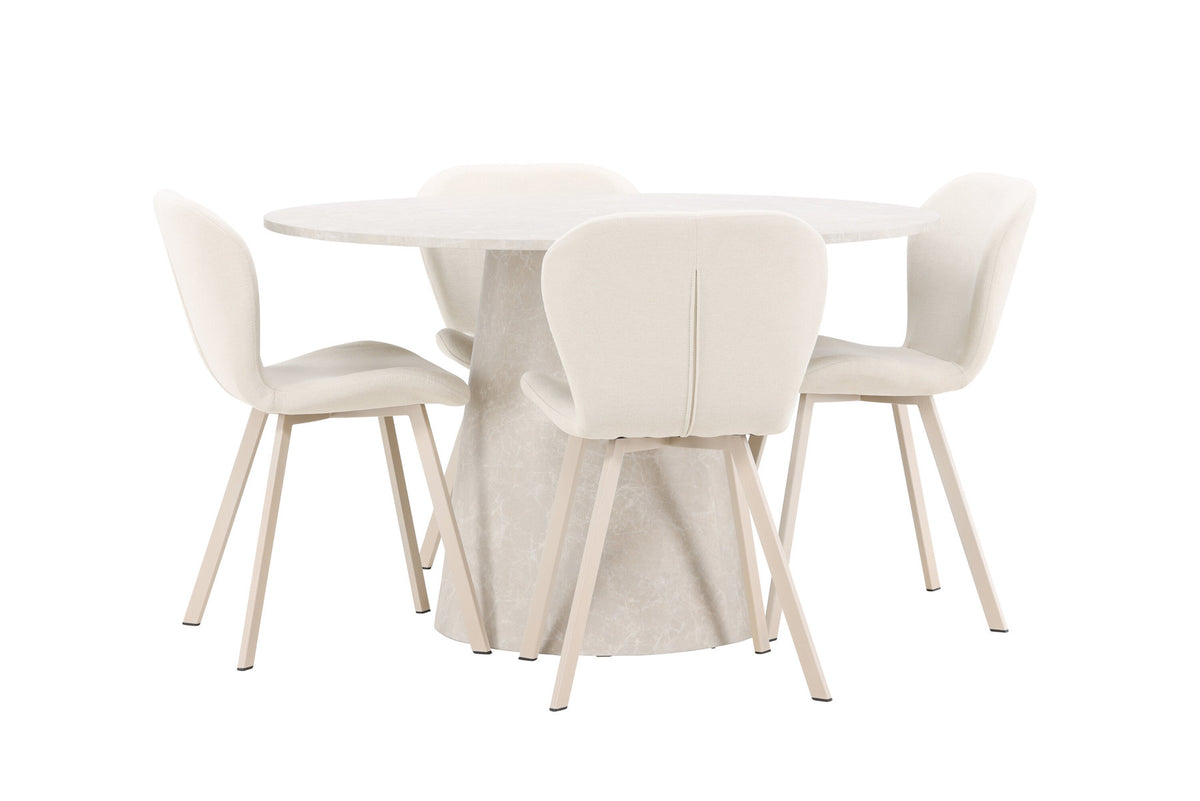 Esstisch Lanzo mit Lilja Stuhl in Beige präsentiert im Onlineshop von KAQTU Design AG. Esszimmerset ist von Venture Home