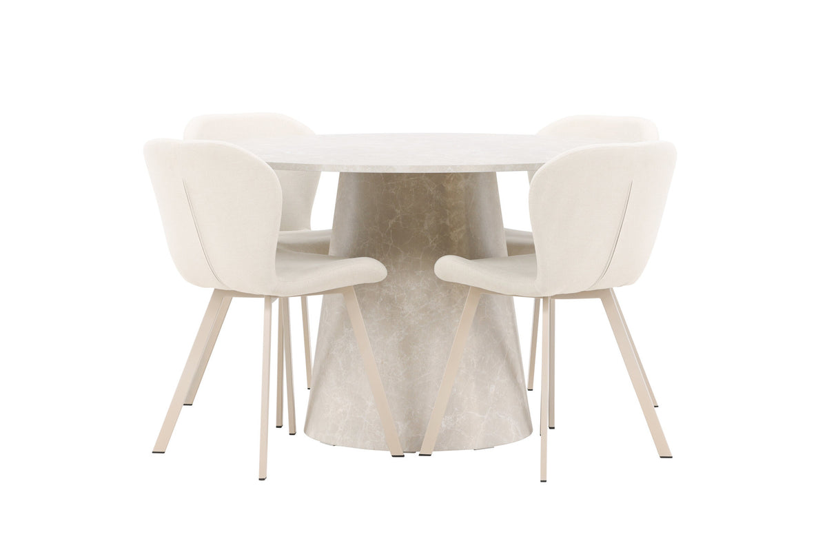Esstisch Lanzo mit Lilja Stuhl in Beige präsentiert im Onlineshop von KAQTU Design AG. Esszimmerset ist von Venture Home