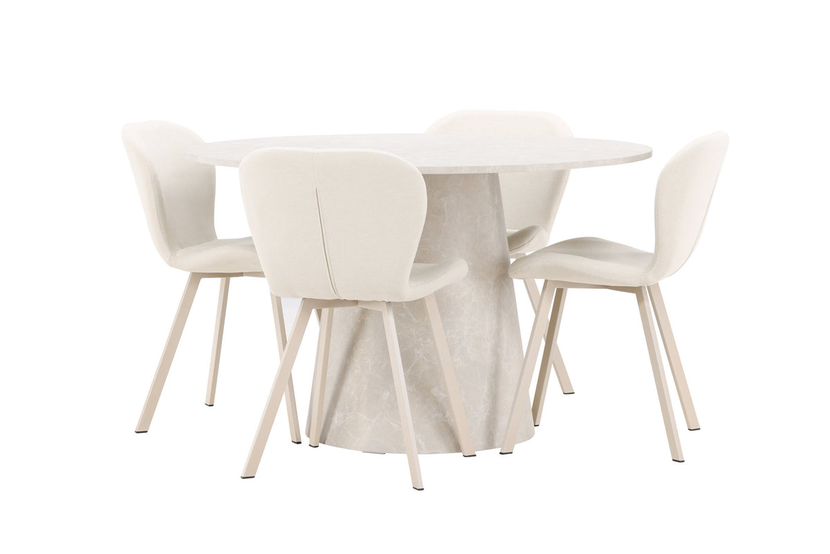 Esstisch Lanzo mit Lilja Stuhl in Beige präsentiert im Onlineshop von KAQTU Design AG. Esszimmerset ist von Venture Home