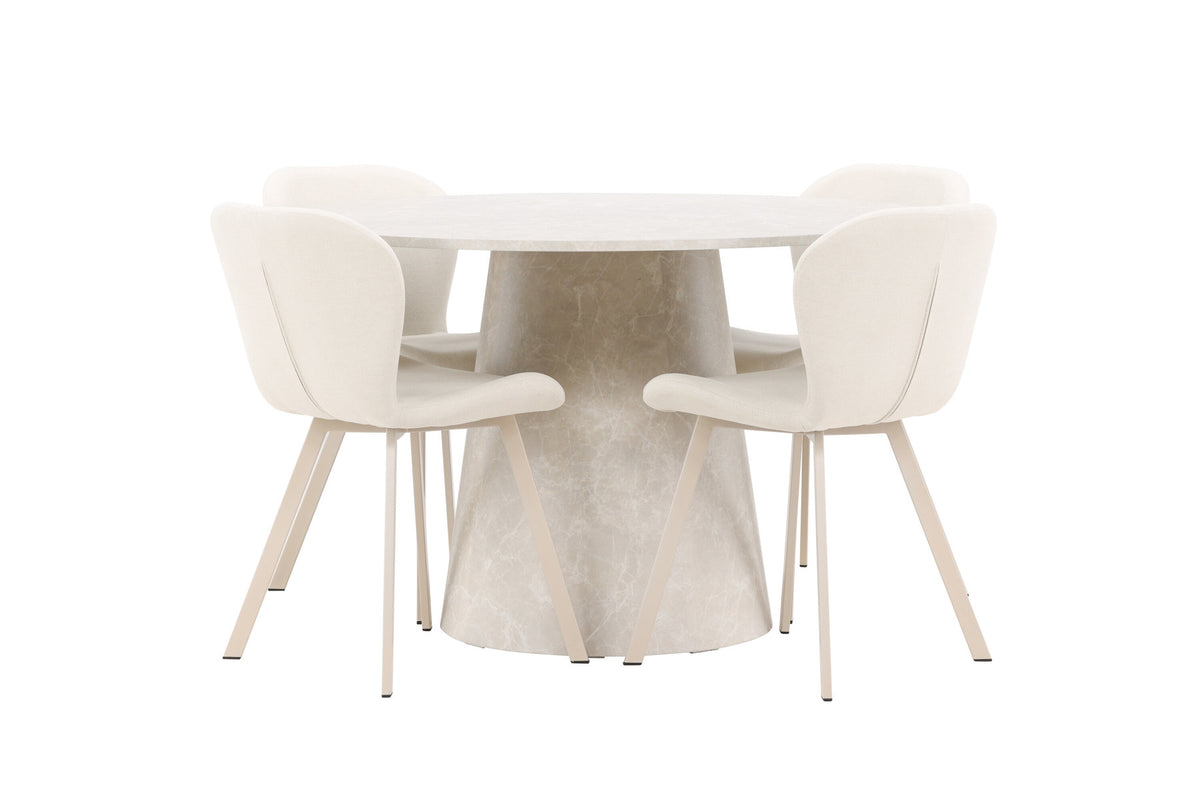 Esstisch Lanzo mit Lilja Stuhl in Beige präsentiert im Onlineshop von KAQTU Design AG. Esszimmerset ist von Venture Home