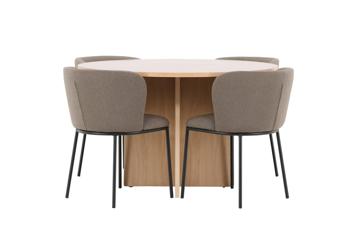 Schwarzer Esstisch Strada aus MDF mit sechs Edina Stühlen mit Samtbezug, ausziehbare Tischplatte, skandinavisches Design von Venture Home.