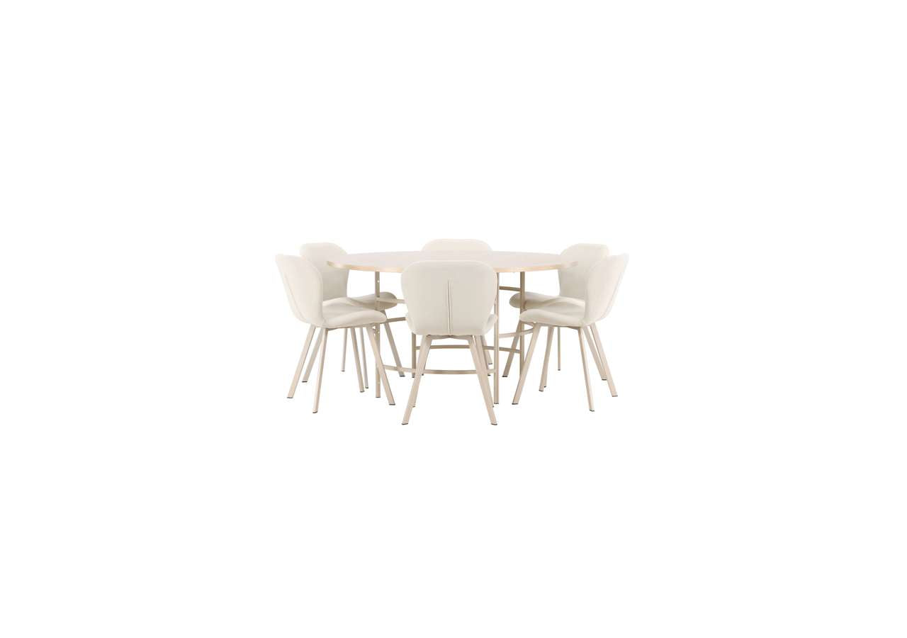 Eleganter Esstisch Copenhagen mit bequemen Lilja Stühlen von Venture Home, perfekt für moderne Esszimmer.