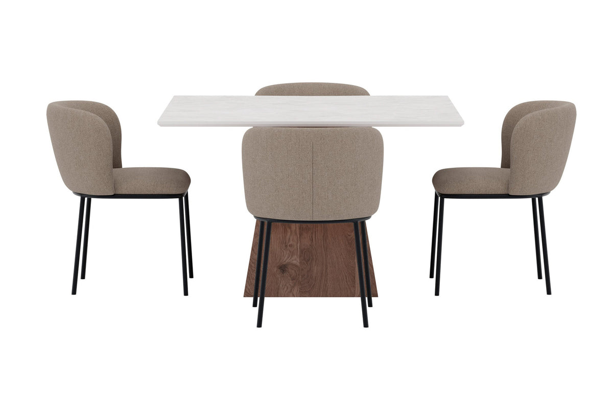 Essgruppe Cael mit Stühlen Edina in Braun präsentiert im Onlineshop von KAQTU Design AG. Esszimmerset ist von Venture Home