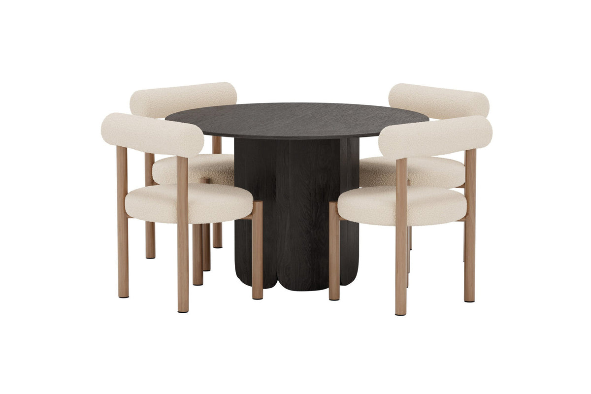 Tekla Dining Set mit Stühlen Tillo in Weiss präsentiert im Onlineshop von KAQTU Design AG. Esszimmerset ist von Venture Home