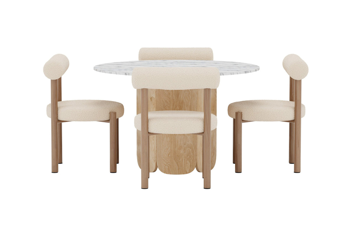 Tekla Dining Set mit Stühlen Tillo in Weiss präsentiert im Onlineshop von KAQTU Design AG. Esszimmerset ist von Venture Home