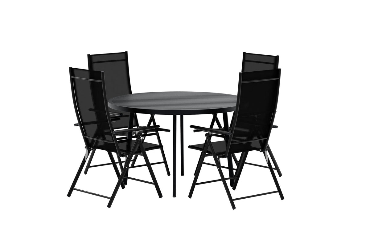 Giardini Esstisch mit Levanzo Stühlen in Schwarz präsentiert im Onlineshop von KAQTU Design AG. Gartentischset ist von Venture Home