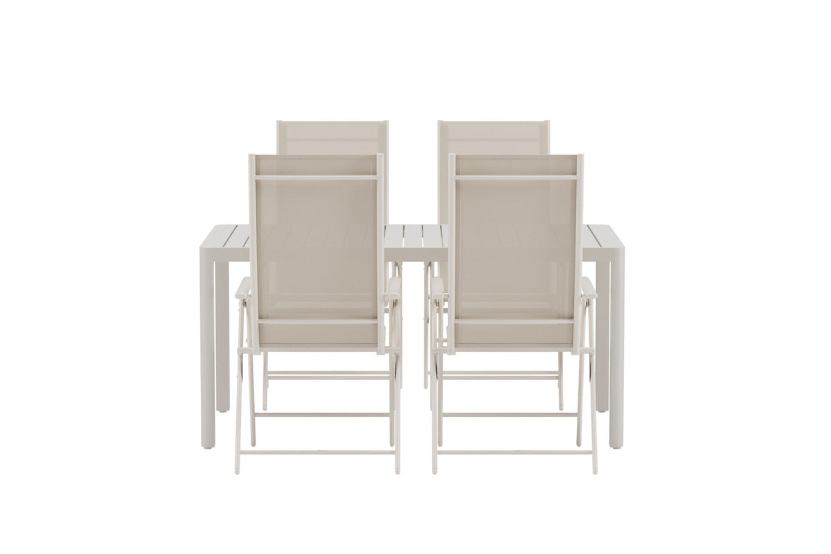 Giardini Esstisch mit Levanzo Stühlen in Beige präsentiert im Onlineshop von KAQTU Design AG. Gartentischset ist von Venture Home