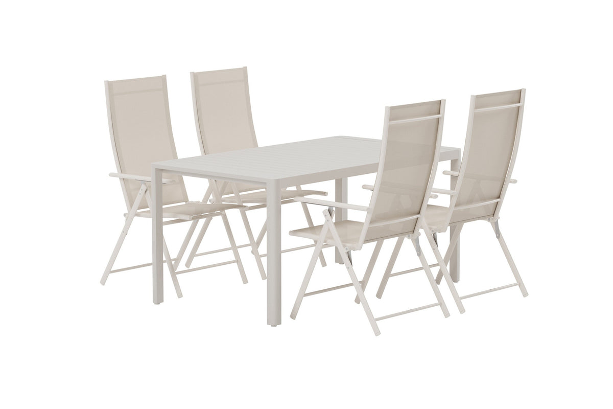 Giardini Esstisch mit Levanzo Stühlen in Beige präsentiert im Onlineshop von KAQTU Design AG. Gartentischset ist von Venture Home