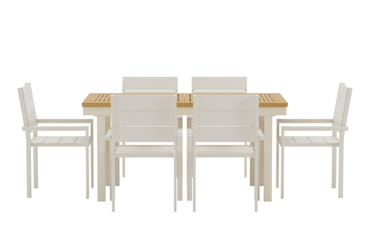 Panama Esstisch mit Levels Stühlen in Beige präsentiert im Onlineshop von KAQTU Design AG. Gartentischset ist von Venture Home