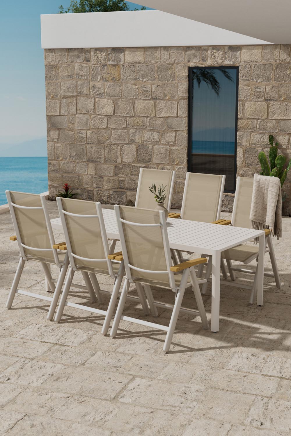 Giardini Esstisch mit Panama-Stühlen in präsentiert im Onlineshop von KAQTU Design AG. Gartentischset ist von Venture Home
