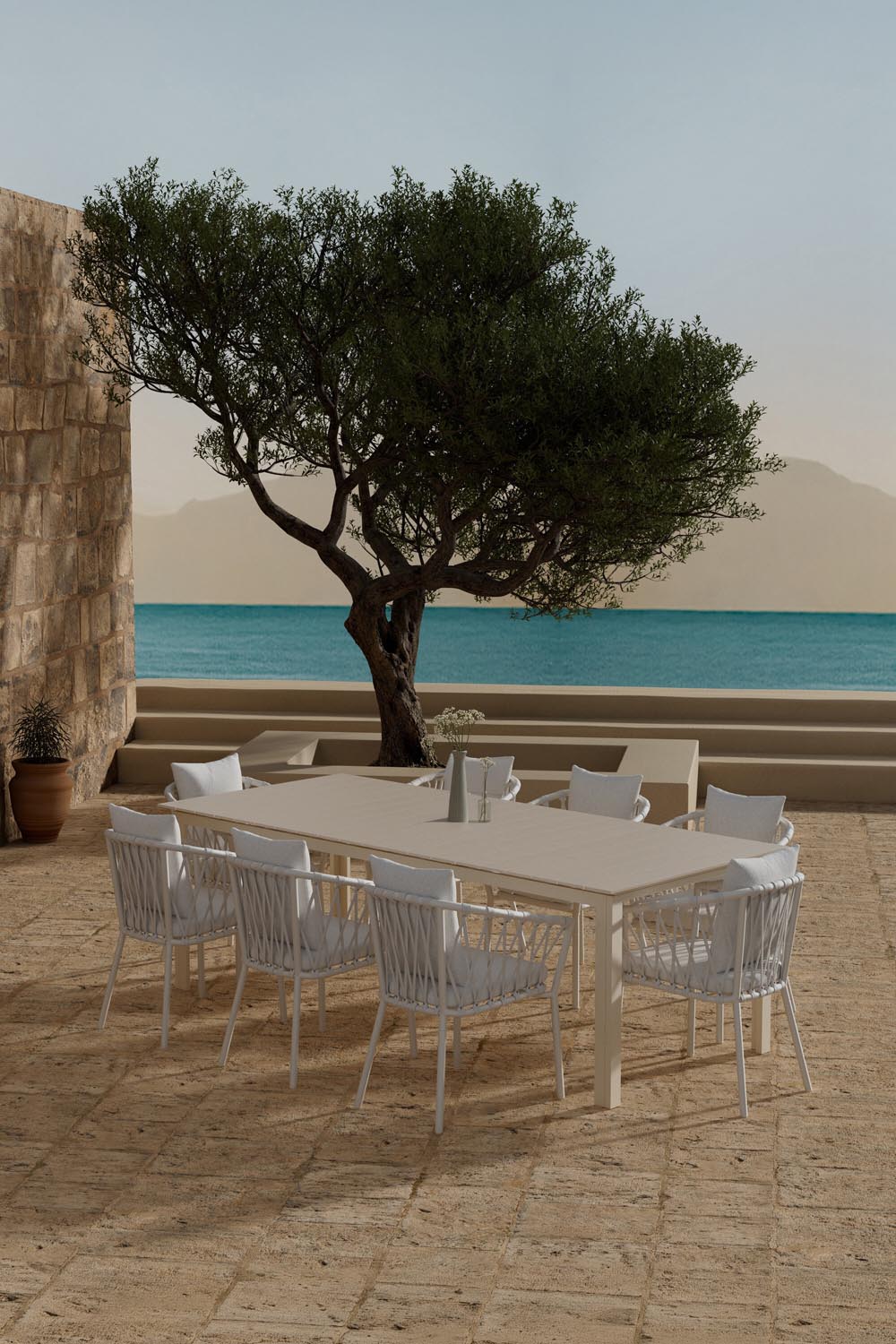 Levels Esszimmertisch mit Linos Stühlen in präsentiert im Onlineshop von KAQTU Design AG. Gartentischset ist von Venture Home