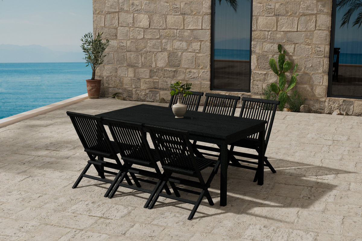Esstisch Kenya mit Stühlen Kenya in Schwarz präsentiert im Onlineshop von KAQTU Design AG. Gartentischset ist von Venture Home