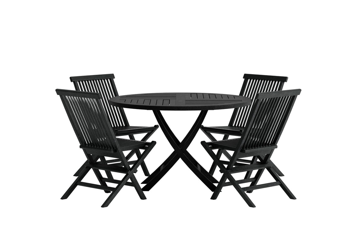 Esstisch Kenya mit Stühlen Kenya in Schwarz präsentiert im Onlineshop von KAQTU Design AG. Gartentischset ist von Venture Home