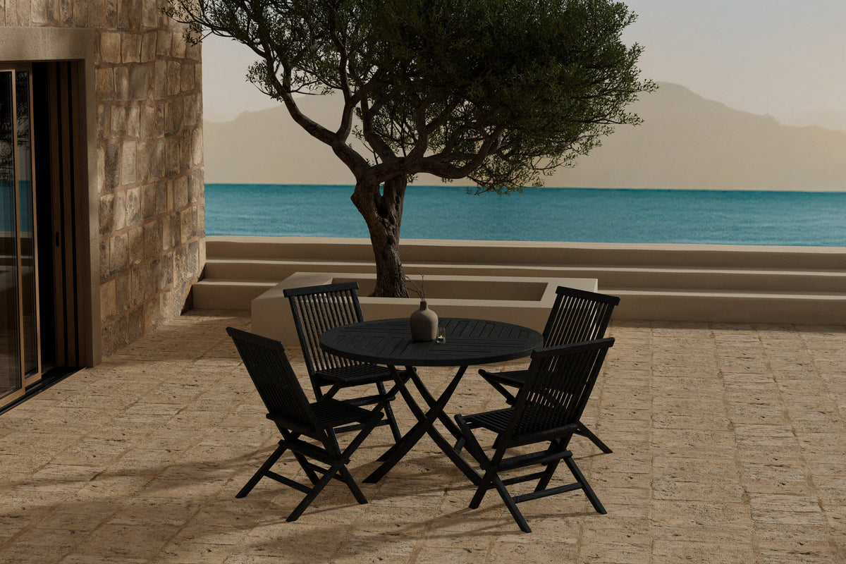 Esstisch Kenya mit Stühlen Kenya in Schwarz präsentiert im Onlineshop von KAQTU Design AG. Gartentischset ist von Venture Home