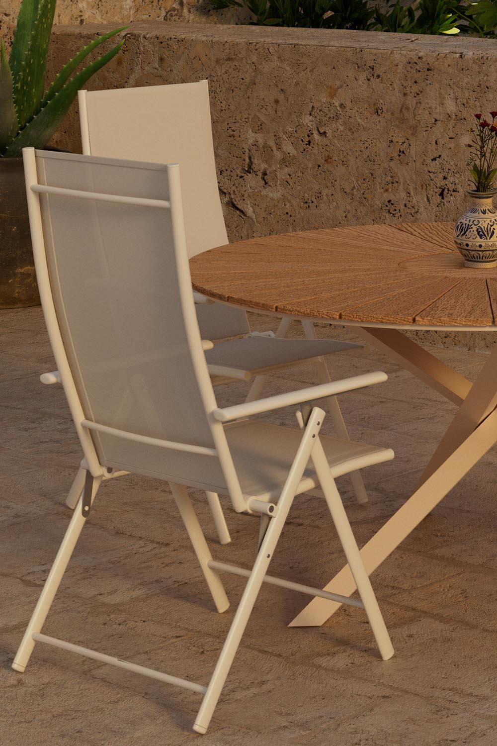 Mexico Esstisch mit Levanzo Stühlen in präsentiert im Onlineshop von KAQTU Design AG. Gartentischset ist von Venture Home