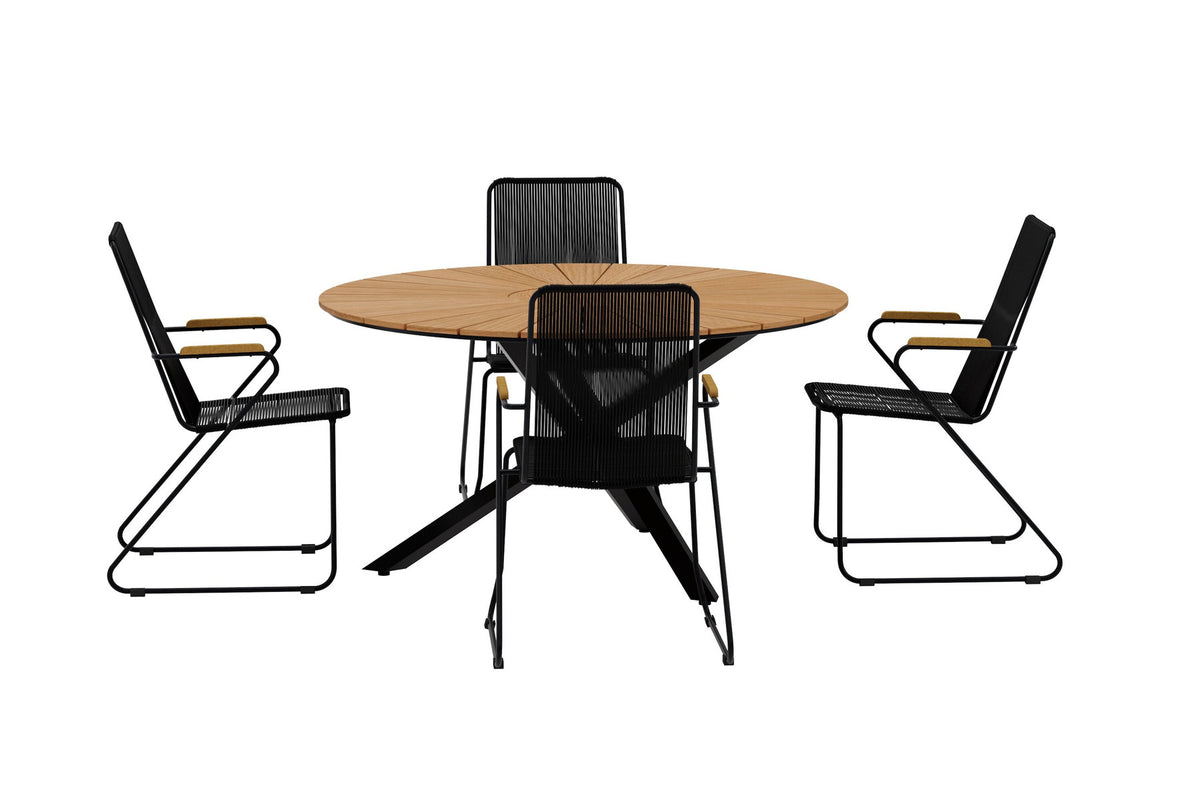 Mexico Esstisch mit Bois Stühlen in Schwarz präsentiert im Onlineshop von KAQTU Design AG. Gartentischset ist von Venture Home