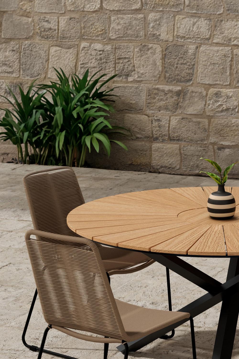Mexiko Esszimmertisch mit Lindos-Stühlen in präsentiert im Onlineshop von KAQTU Design AG. Gartentischset ist von Venture Home