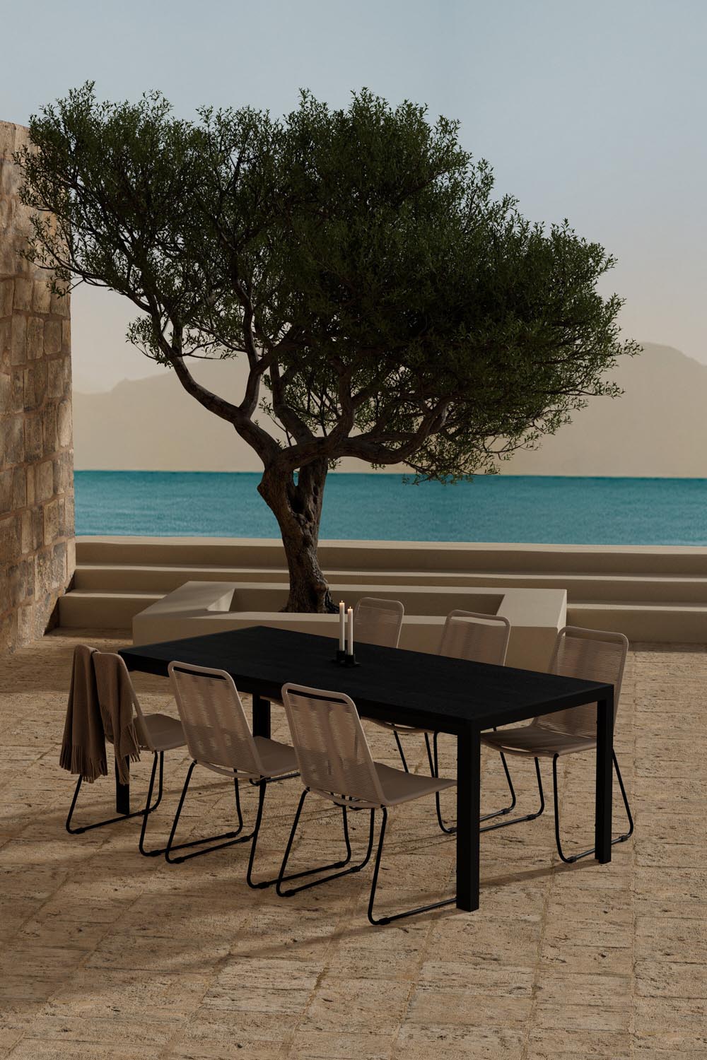 Esstisch Mirko mit Stühlen Lindos in präsentiert im Onlineshop von KAQTU Design AG. Gartentischset ist von Venture Home