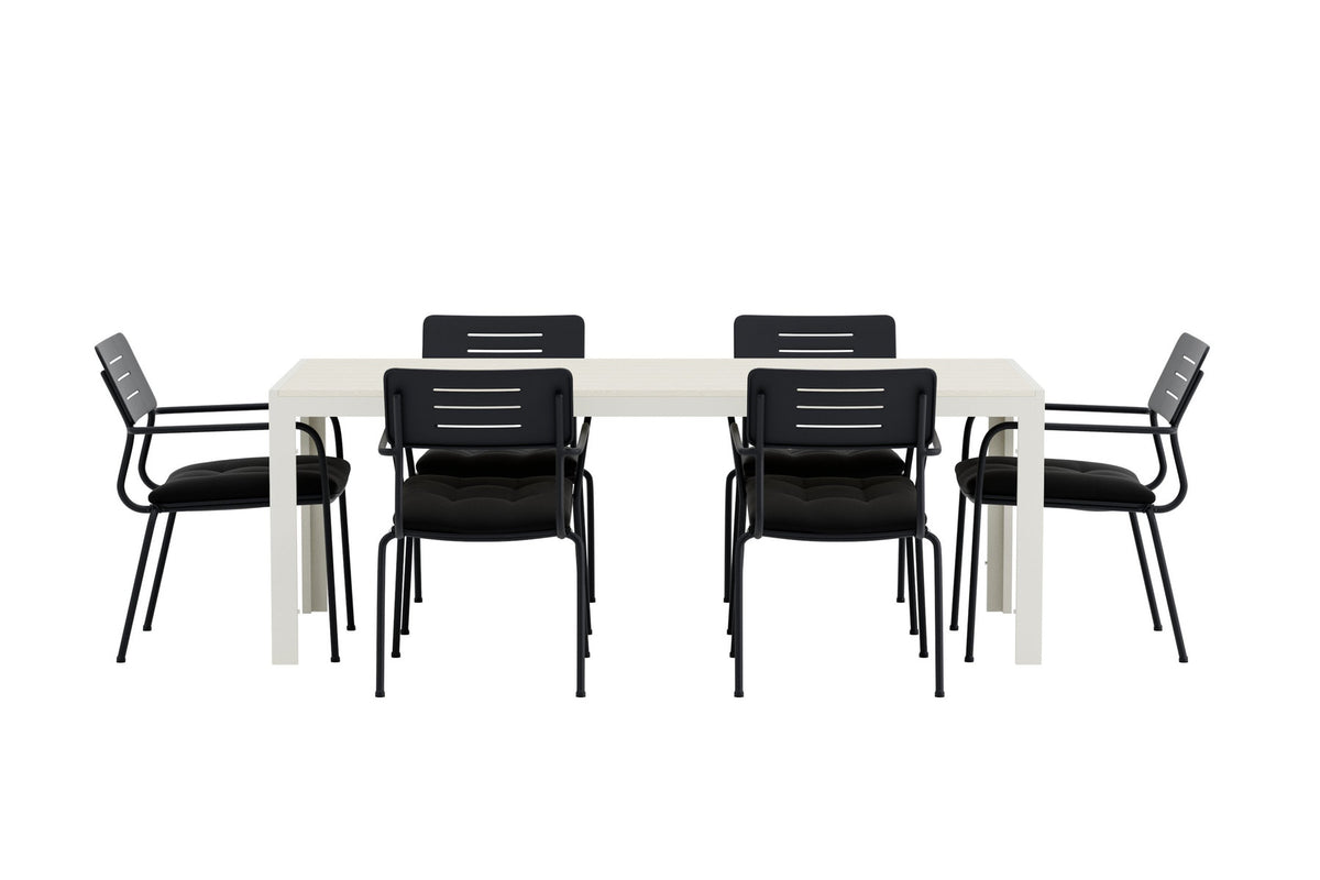 Tisch Mirko mit Stühlen Nicke in Schwarz präsentiert im Onlineshop von KAQTU Design AG. Gartentischset ist von Venture Home