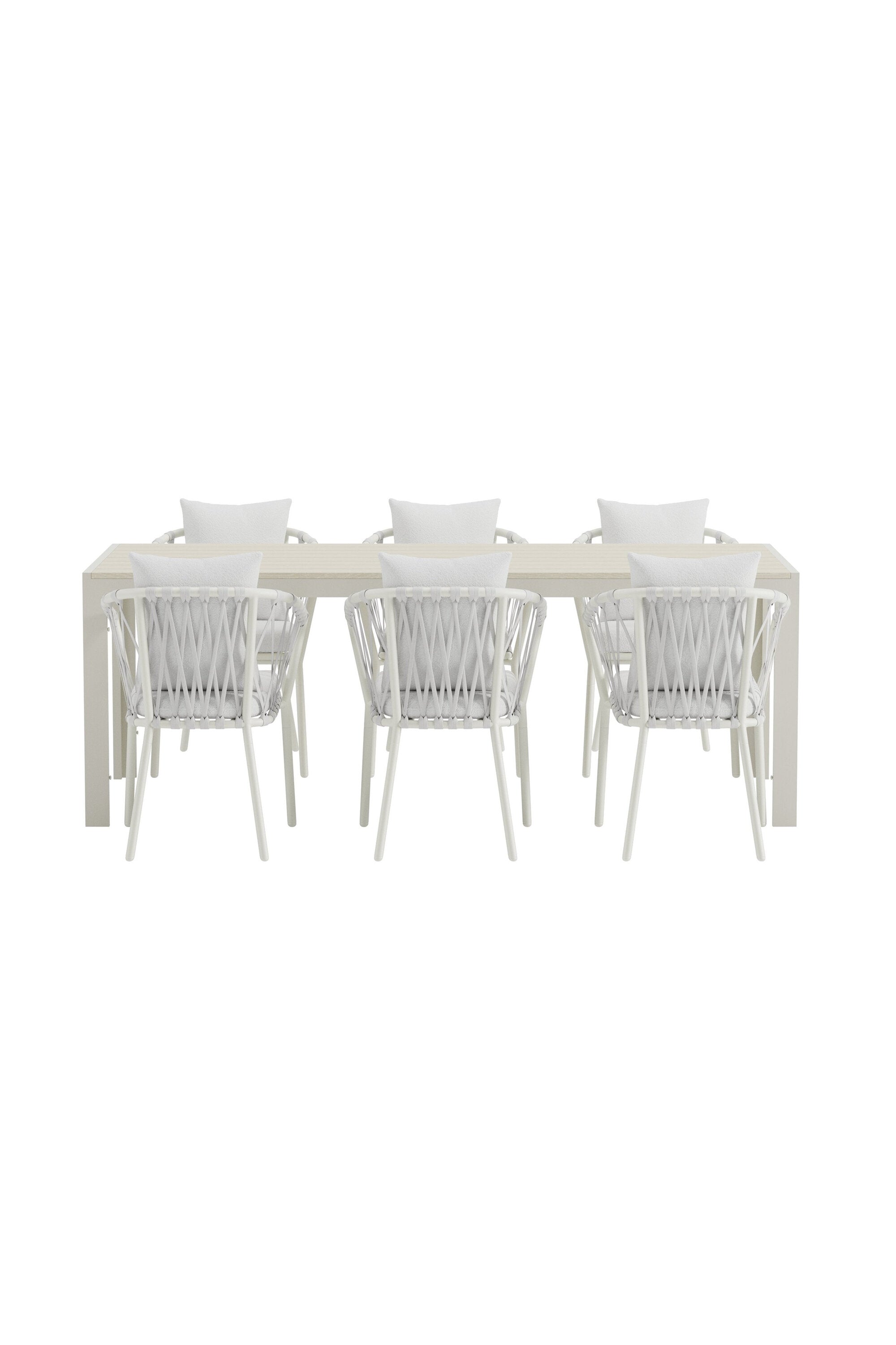 Mirko Esstisch mit Linos Stühlen in präsentiert im Onlineshop von KAQTU Design AG. Gartentischset ist von Venture Home