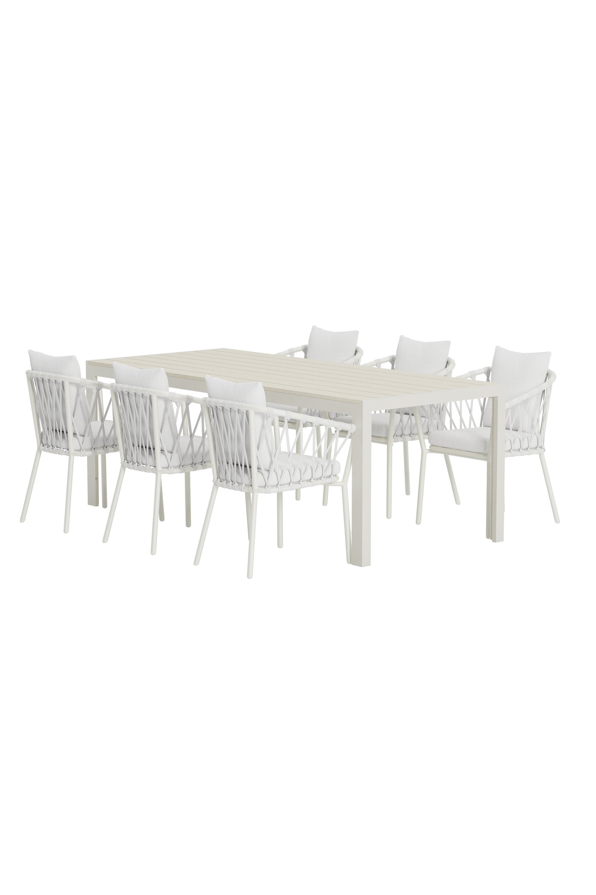 Mirko Esstisch mit Linos Stühlen in präsentiert im Onlineshop von KAQTU Design AG. Gartentischset ist von Venture Home