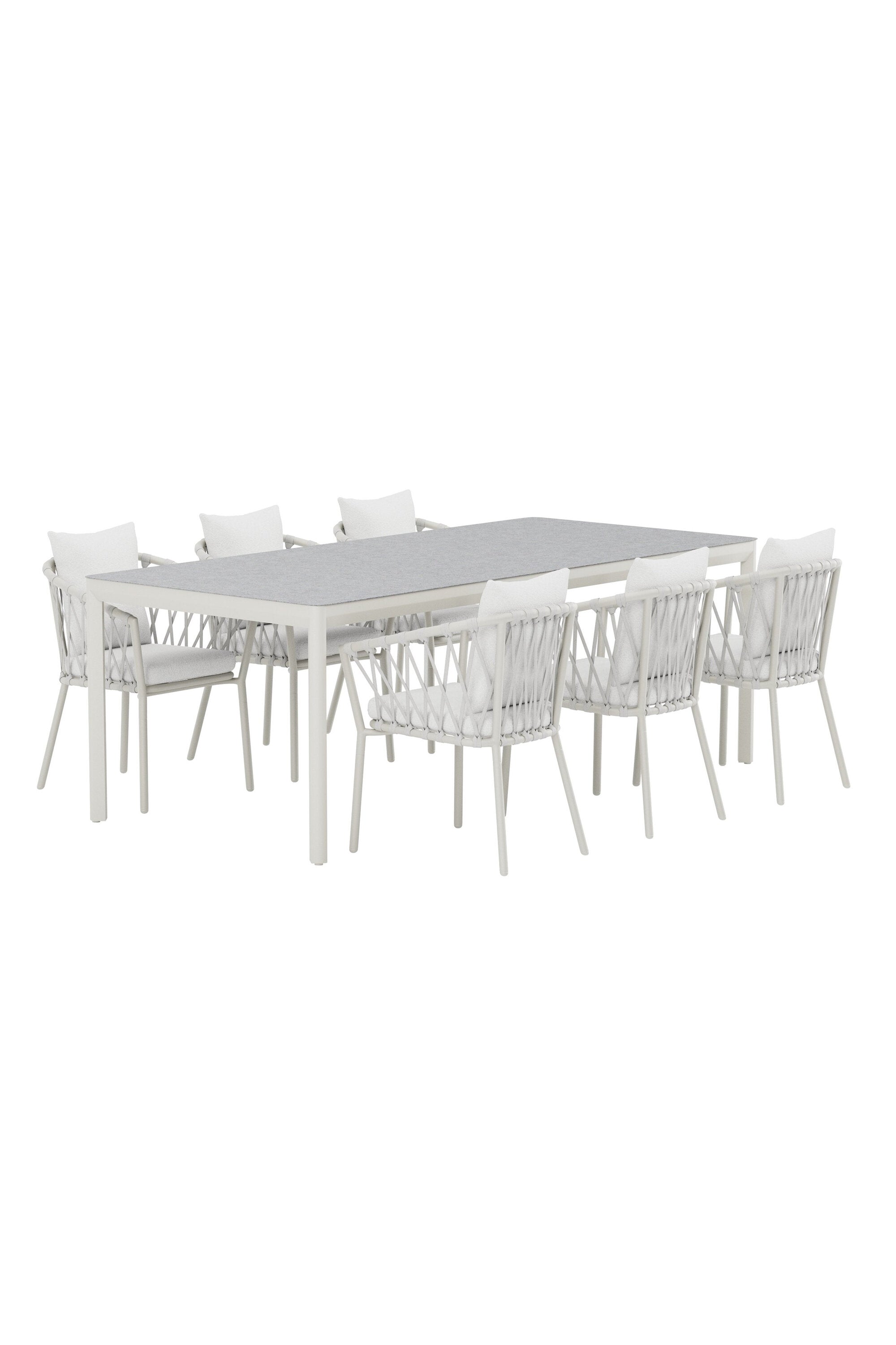 Lino Esstisch mit Linos Stühlen in präsentiert im Onlineshop von KAQTU Design AG. Gartentischset ist von Venture Home
