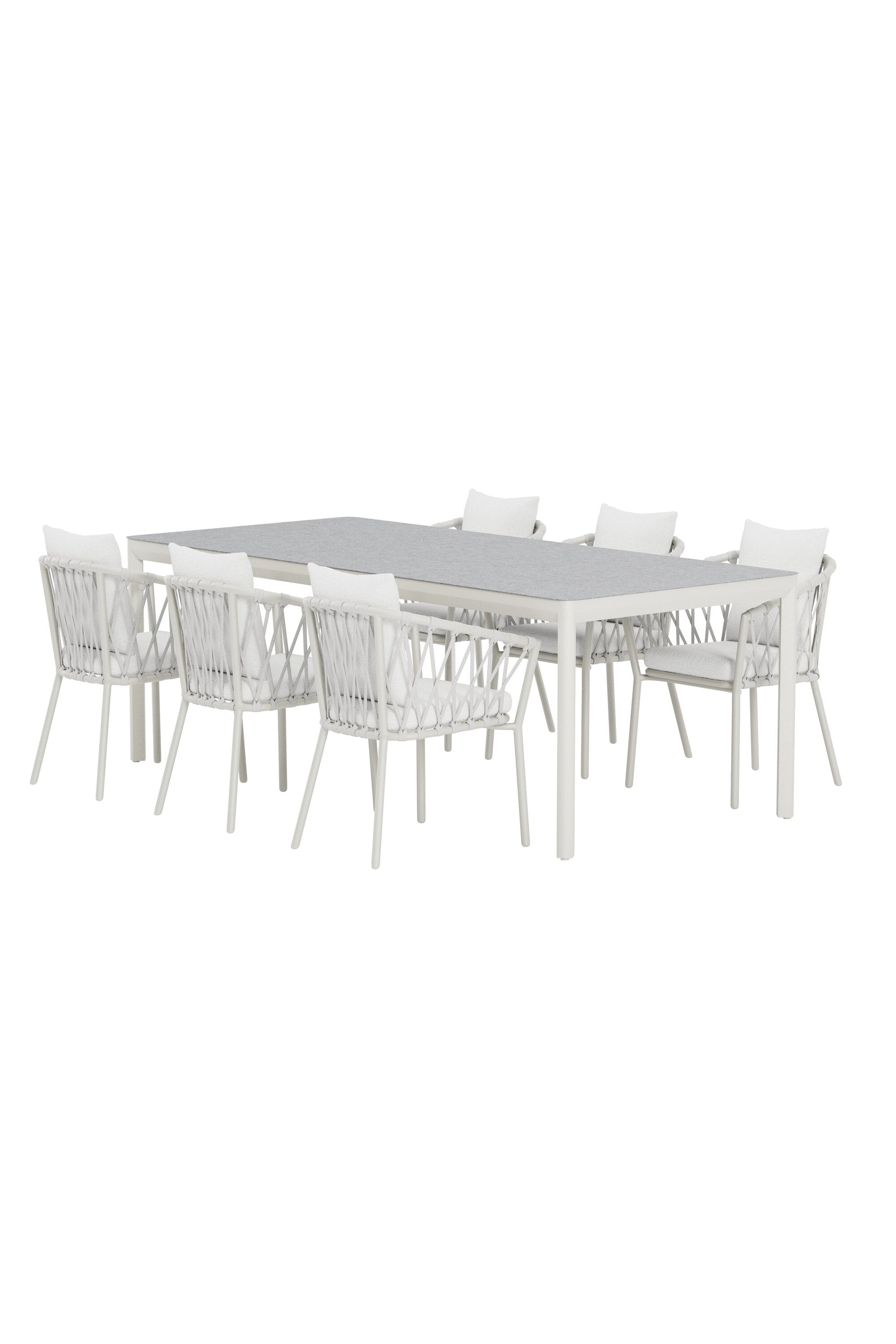 Lino Esstisch mit Linos Stühlen in präsentiert im Onlineshop von KAQTU Design AG. Gartentischset ist von Venture Home