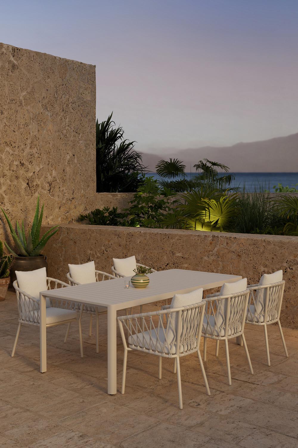 Giardini Esstisch mit Linos Stühlen in präsentiert im Onlineshop von KAQTU Design AG. Gartentischset ist von Venture Home