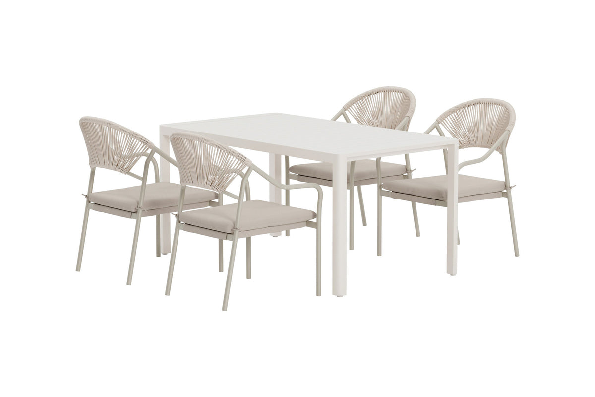Giardini Esstisch mit Paros Stühlen in Beige präsentiert im Onlineshop von KAQTU Design AG. Gartentischset ist von Venture Home