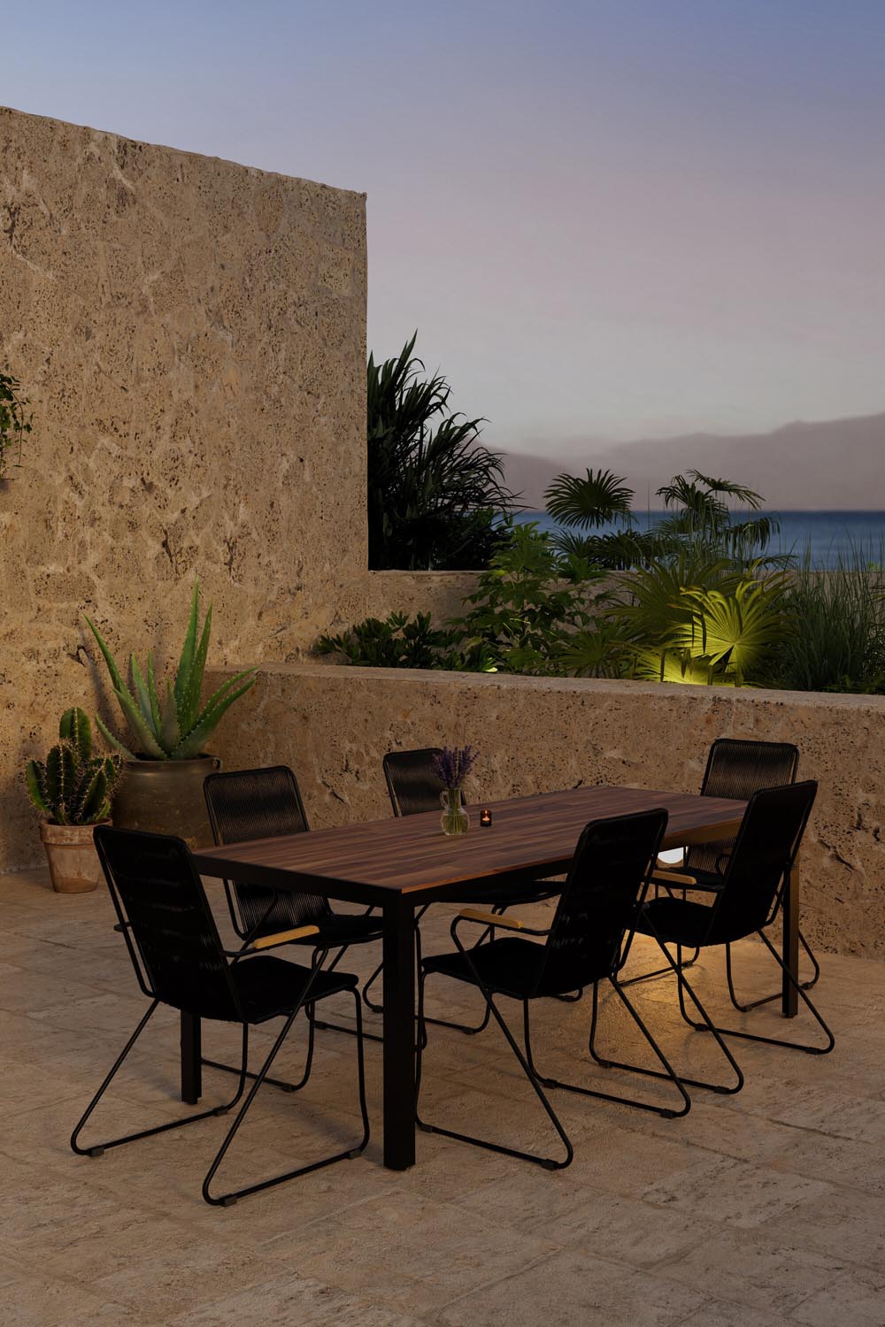 Esstisch aus Bois mit Stühlen aus Bois in präsentiert im Onlineshop von KAQTU Design AG. Gartentischset ist von Venture Home