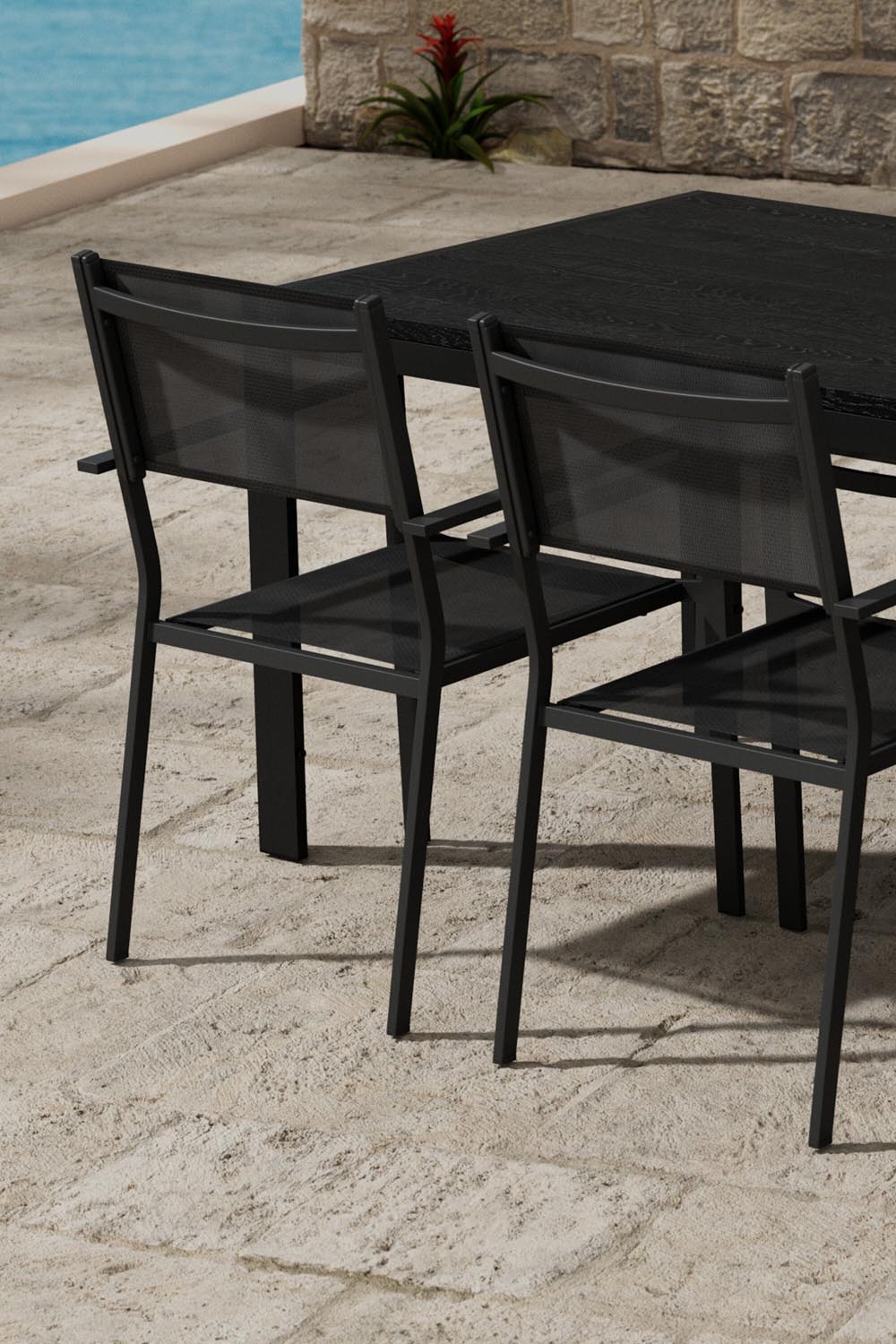 Tisch Mirko mit Copacabana-Stühlen in präsentiert im Onlineshop von KAQTU Design AG. Gartentischset ist von Venture Home
