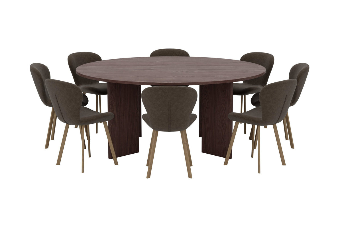 Graos Esstisch mit Stühlen von Lilja in Braun präsentiert im Onlineshop von KAQTU Design AG. Esszimmerset ist von Venture Home