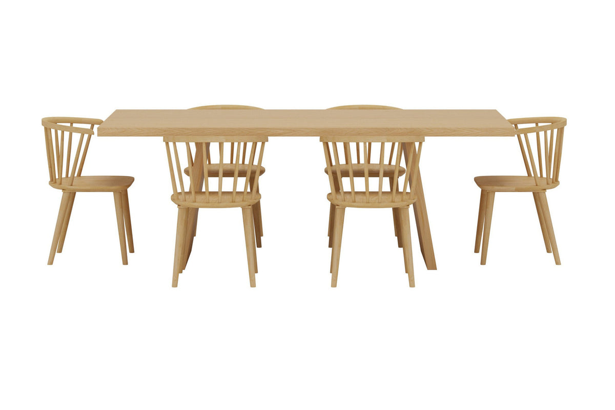 Esszimmertisch Logga mit Bobby-Sesseln in Natur präsentiert im Onlineshop von KAQTU Design AG. Esszimmerset ist von Venture Home