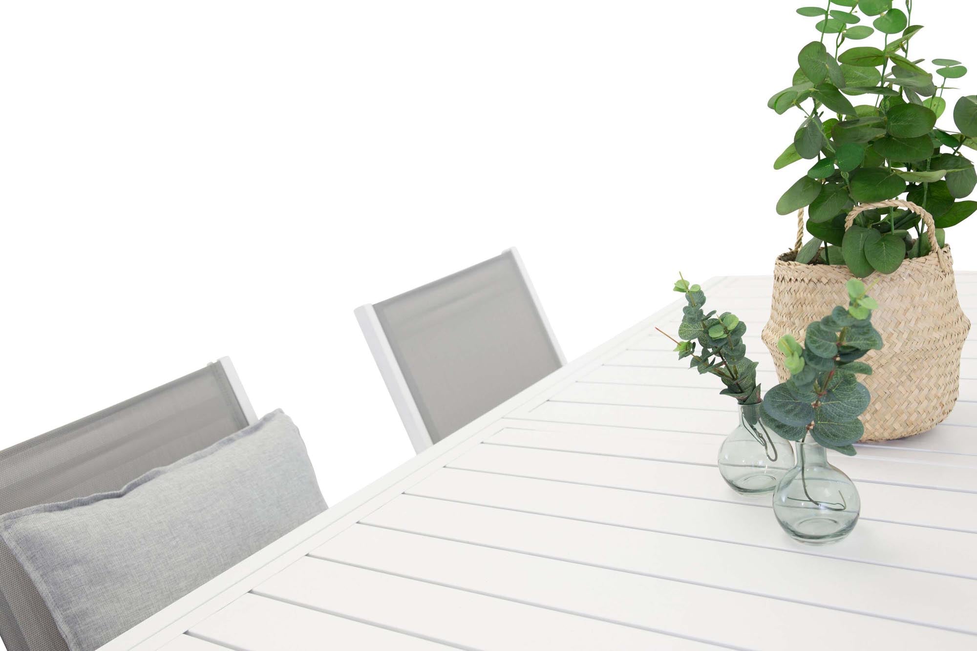 Marbella Outdoor-Tischset ausziehbar + Copacabana 160cm/4St. in Grau präsentiert im Onlineshop von KAQTU Design AG. Gartentischset ist von Venture Home