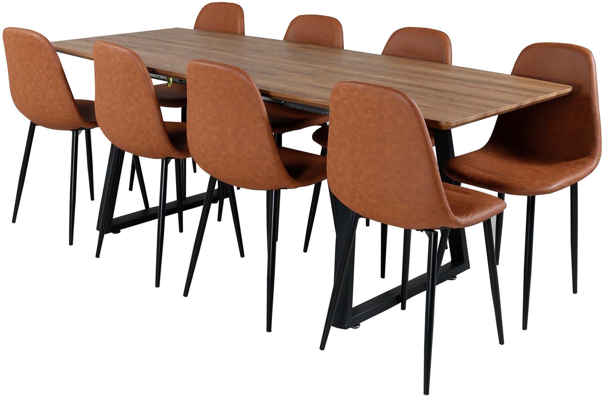 Inca Esszimmerset ausziehbar 160cm/8St. in Schwarz Braun präsentiert im Onlineshop von KAQTU Design AG. Esszimmerset ist von Venture Home