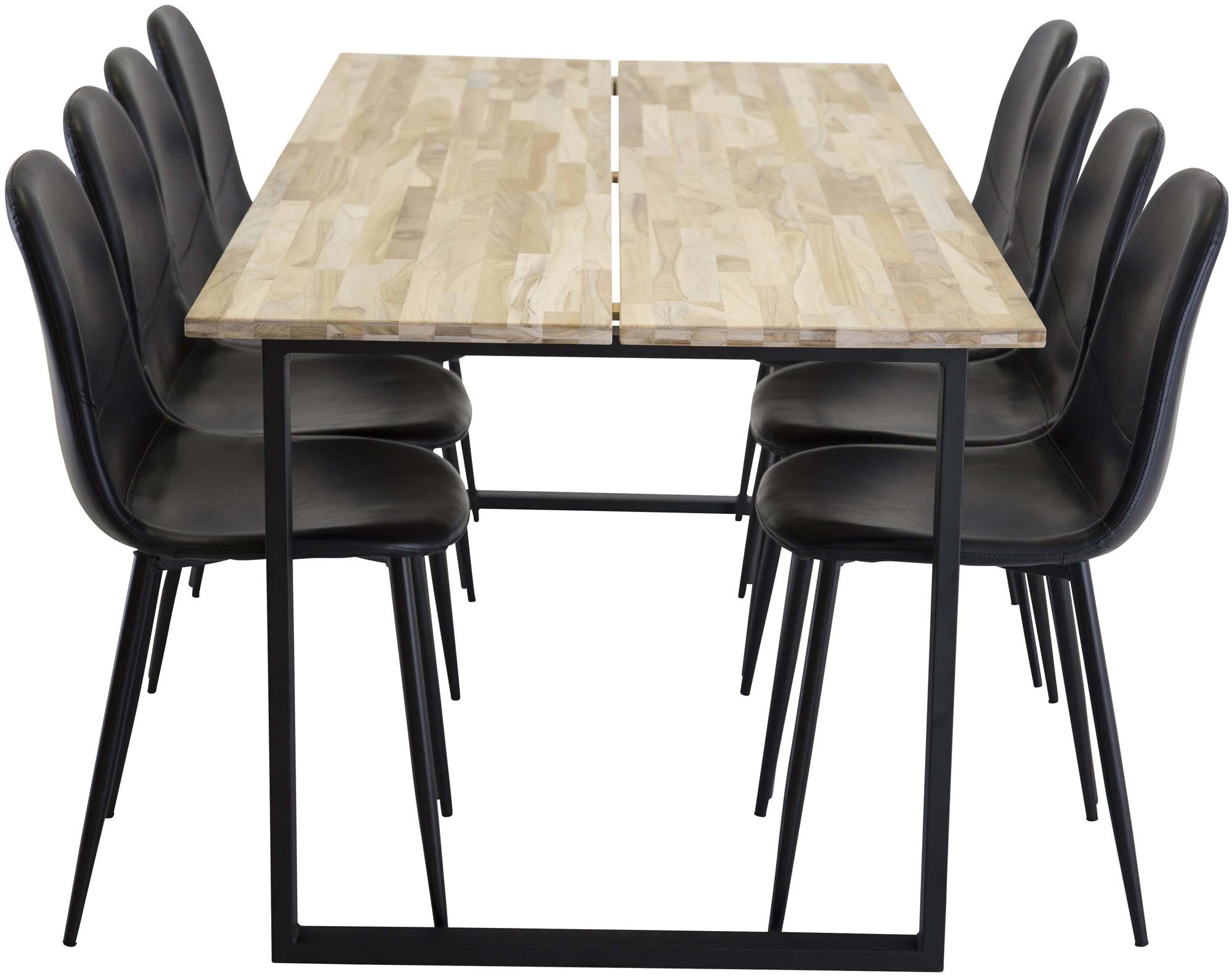 Elegantes Cirebon Esszimmerset von Venture Home: 200cm Teakholz-Tisch & 8 ergonomische Stühle für stilvolle Geselligkeit.