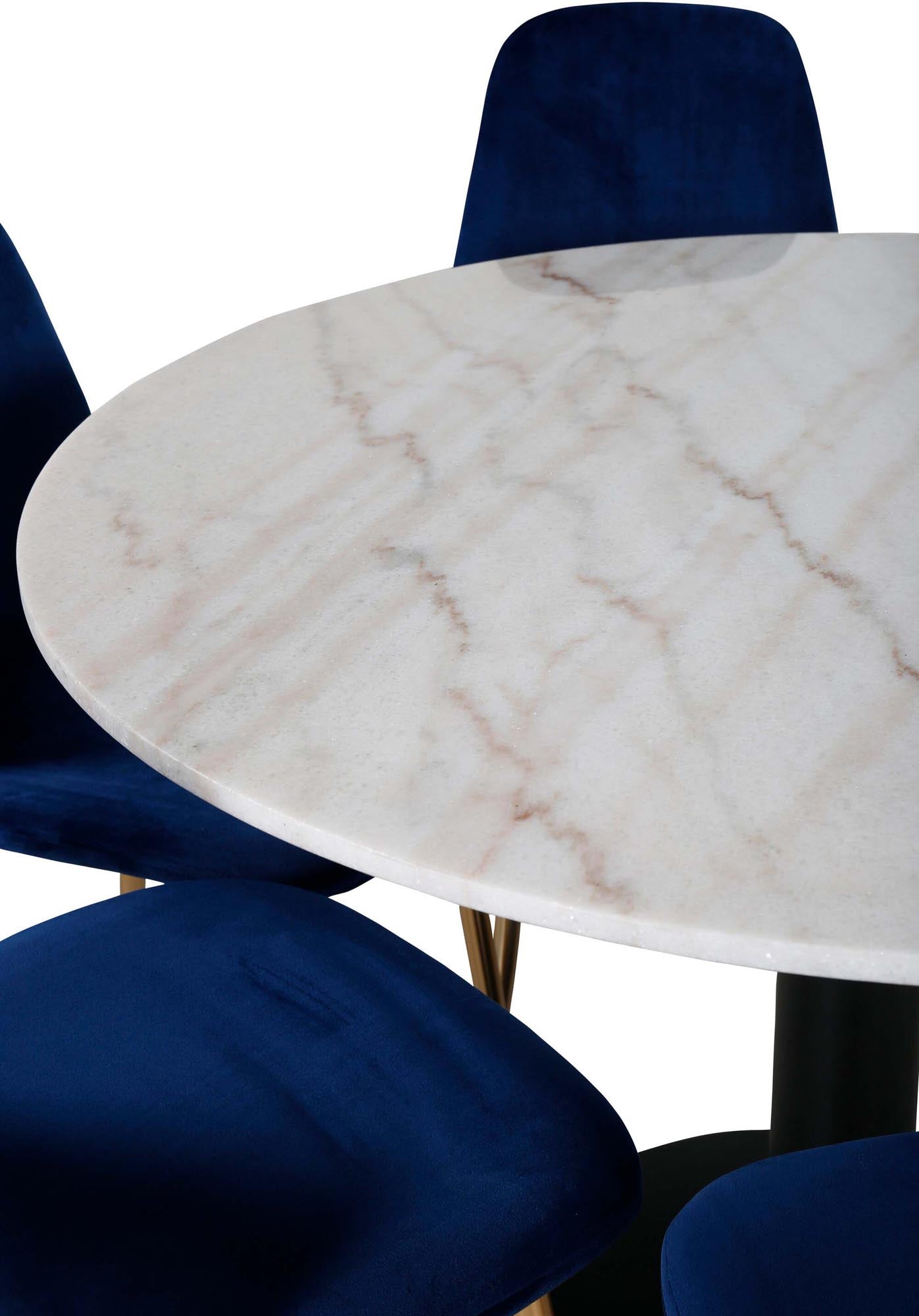 Estelle Esszimmerset + Polar ⌀106cm/6St. in Blau / Gold präsentiert im Onlineshop von KAQTU Design AG. Esszimmerset ist von Venture Home