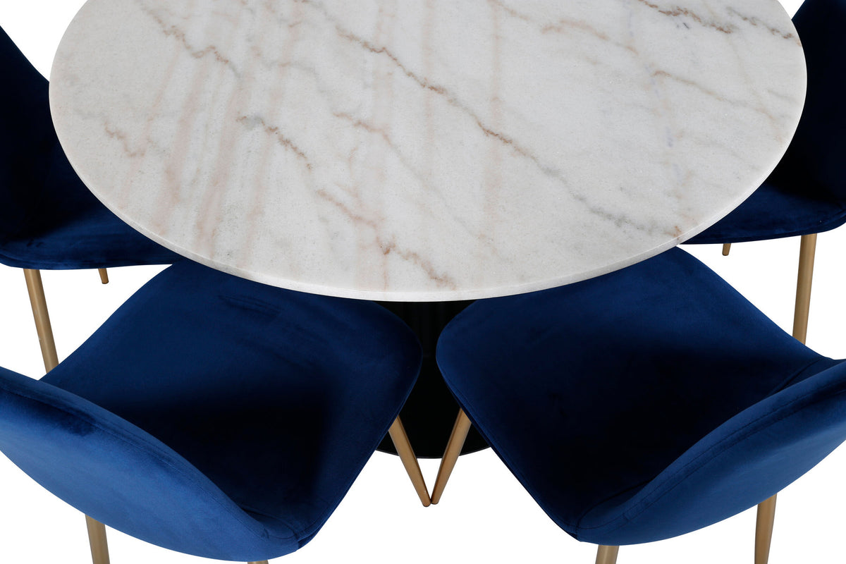Estelle Esszimmerset + Polar ⌀106cm/6St. in Blau / Gold präsentiert im Onlineshop von KAQTU Design AG. Esszimmerset ist von Venture Home