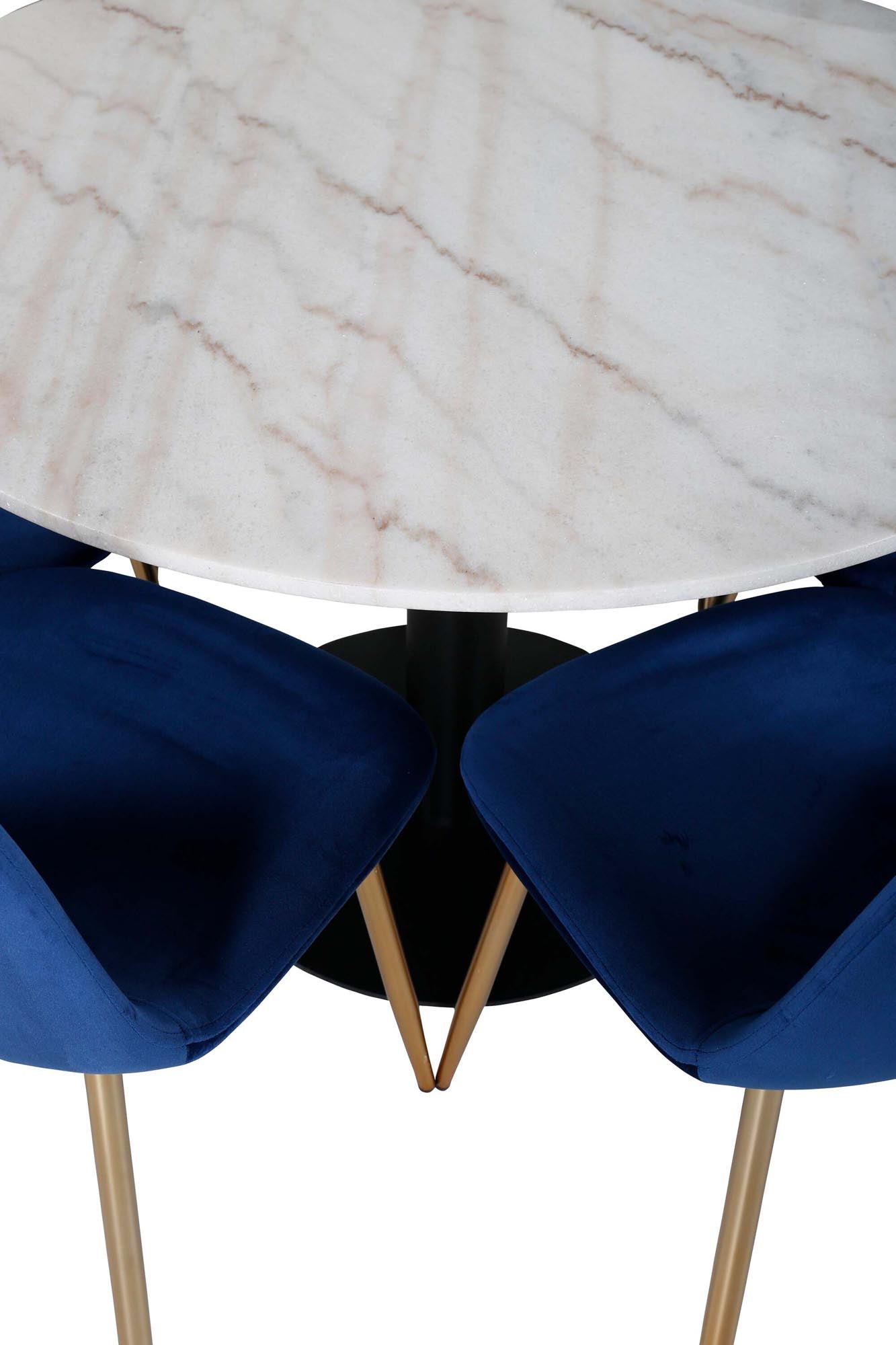Estelle Esszimmerset + Polar ⌀106cm/6St. in Blau / Gold präsentiert im Onlineshop von KAQTU Design AG. Esszimmerset ist von Venture Home