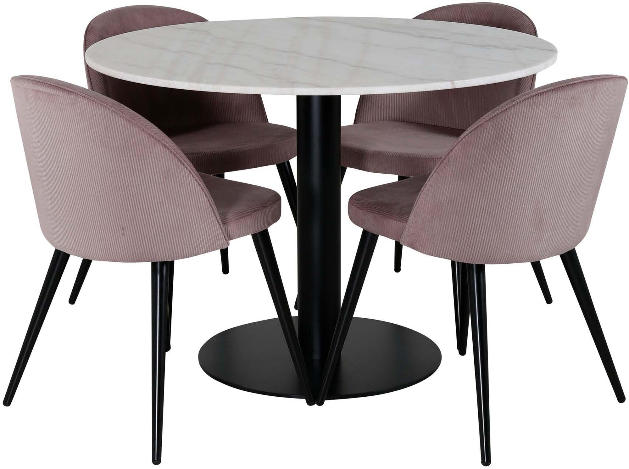 Estelle Esszimmerset + Velvet ⌀106cm in Schwarz, Altrosa präsentiert im Onlineshop von KAQTU Design AG. Esszimmerset ist von Venture Home