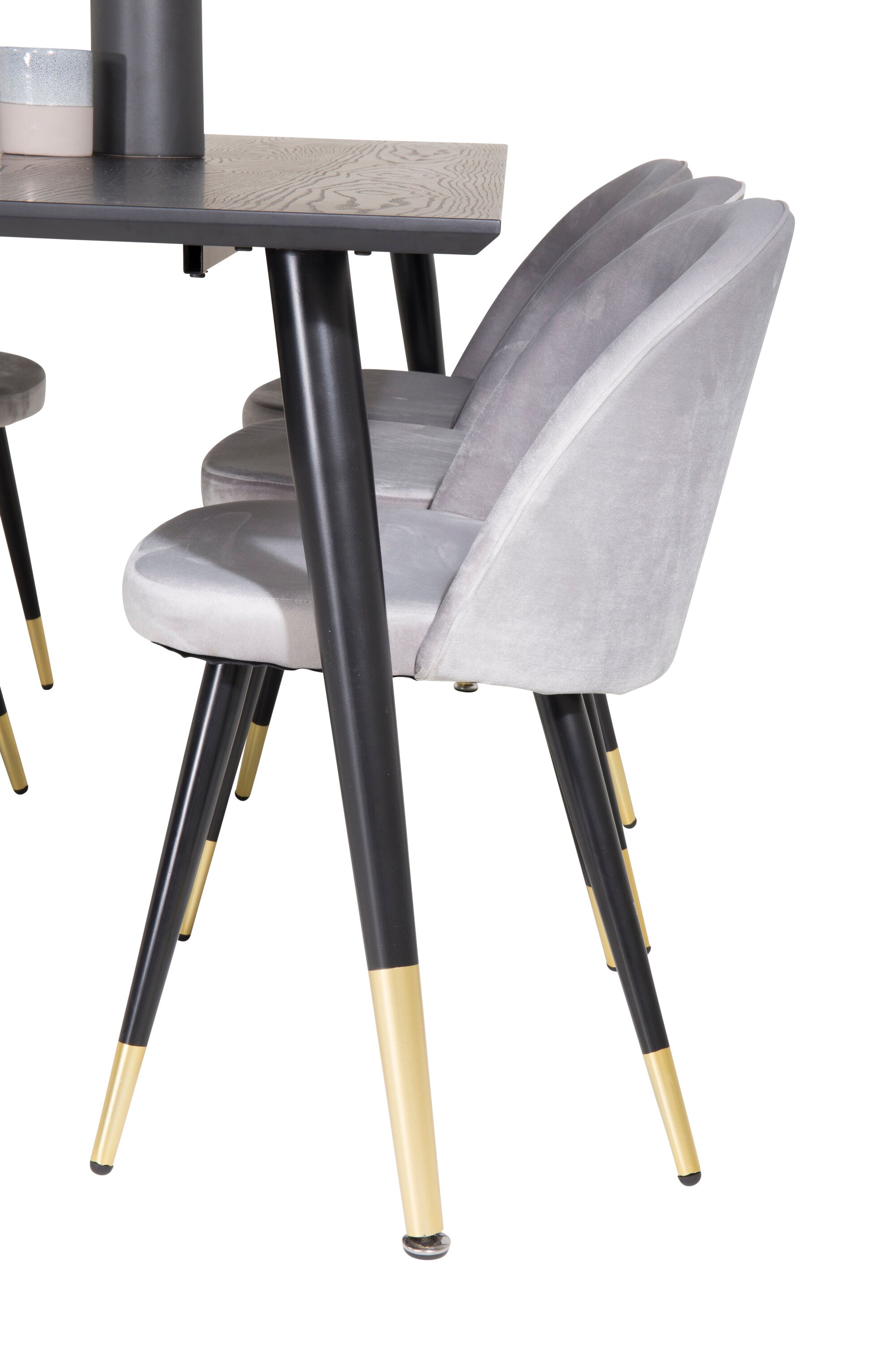 Dipp Esszimmerset + Velvet 180cm/6St. in Schwarz / Gold / Grau präsentiert im Onlineshop von KAQTU Design AG. Esszimmerset ist von Venture Home