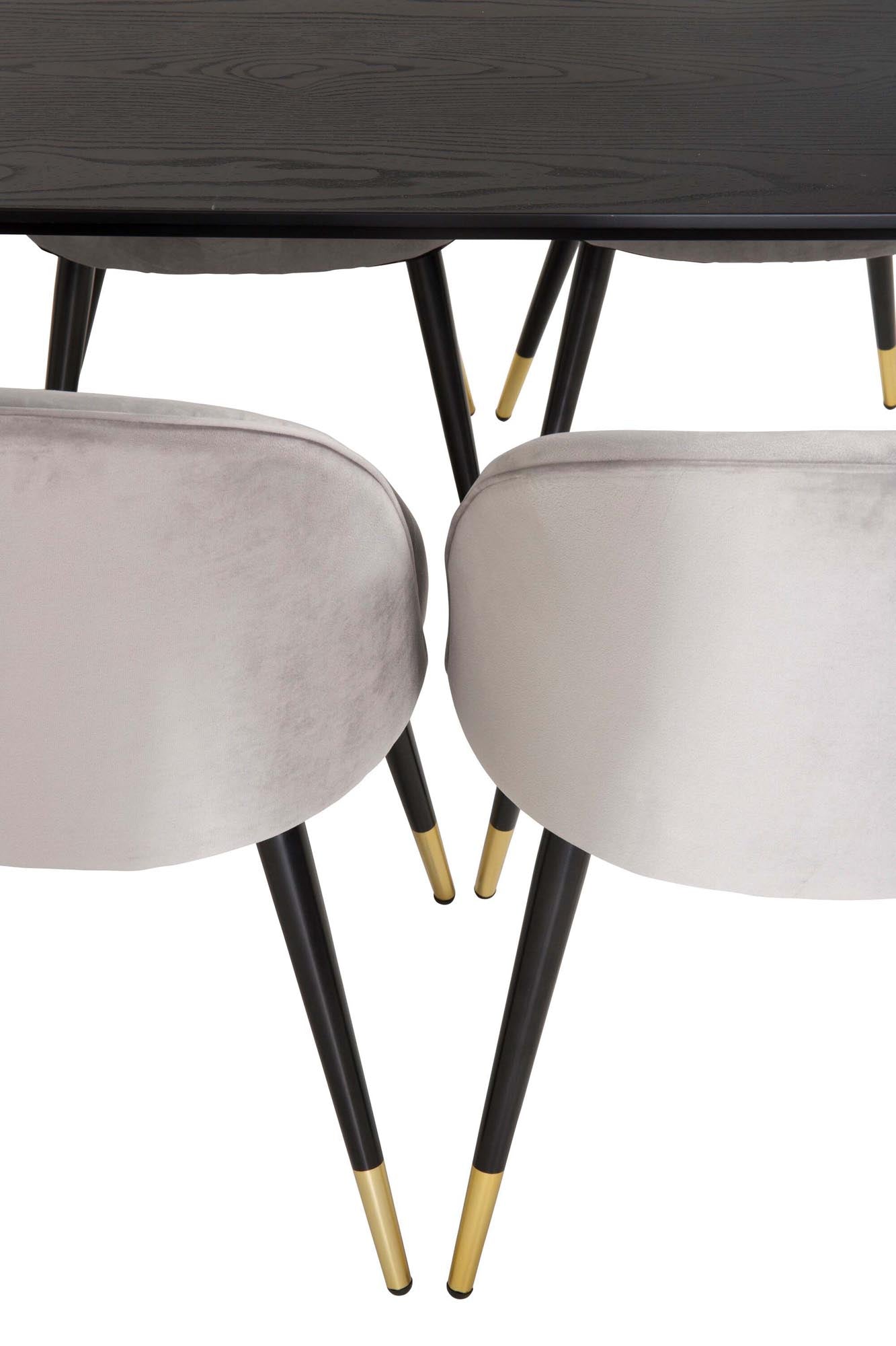 Elegantes Esszimmerset von Venture Home: 180 cm Tisch und 6 stilvolle Samtstühle für Komfort und zeitlose Schönheit.