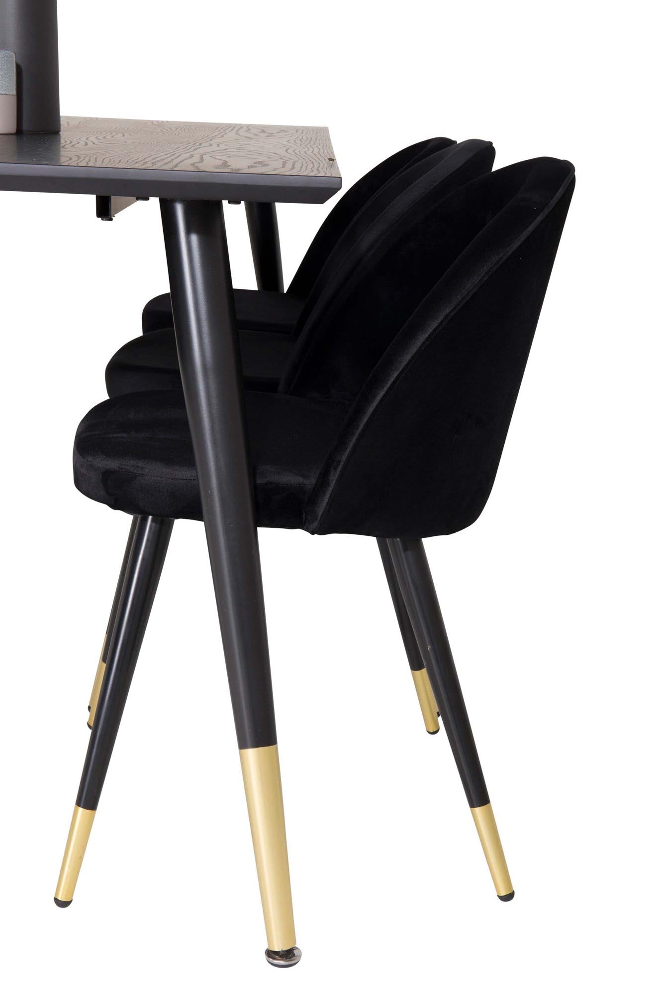 Stilvolles Dipp Esszimmerset 180 cm für 6 Personen, mit luxuriösen Samtstühlen von Venture Home. Perfekt für gemütliche Abende!