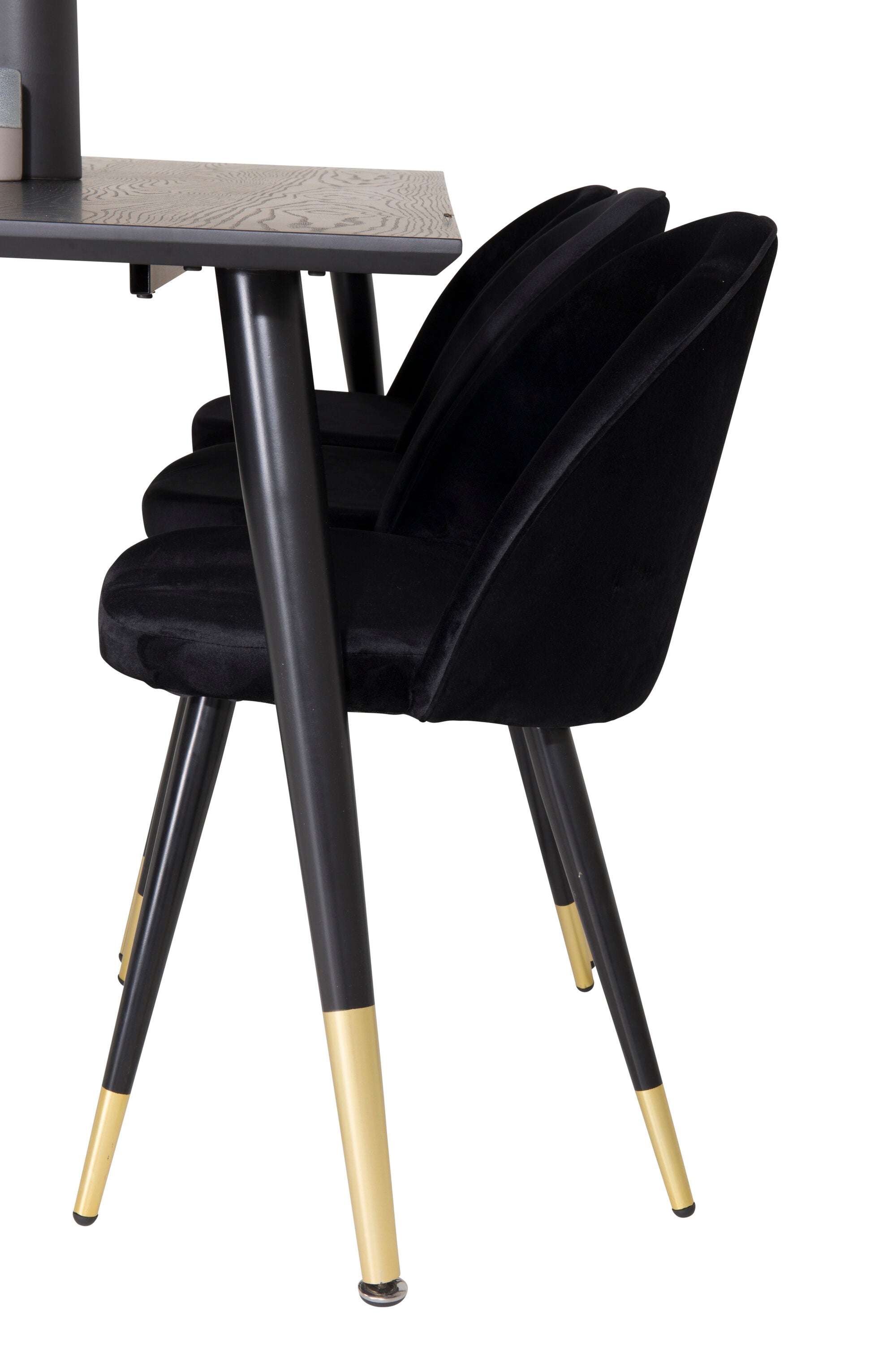 Dipp Esszimmerset + Velvet 180cm/6St. in Schwarz / Gold präsentiert im Onlineshop von KAQTU Design AG. Esszimmerset ist von Venture Home