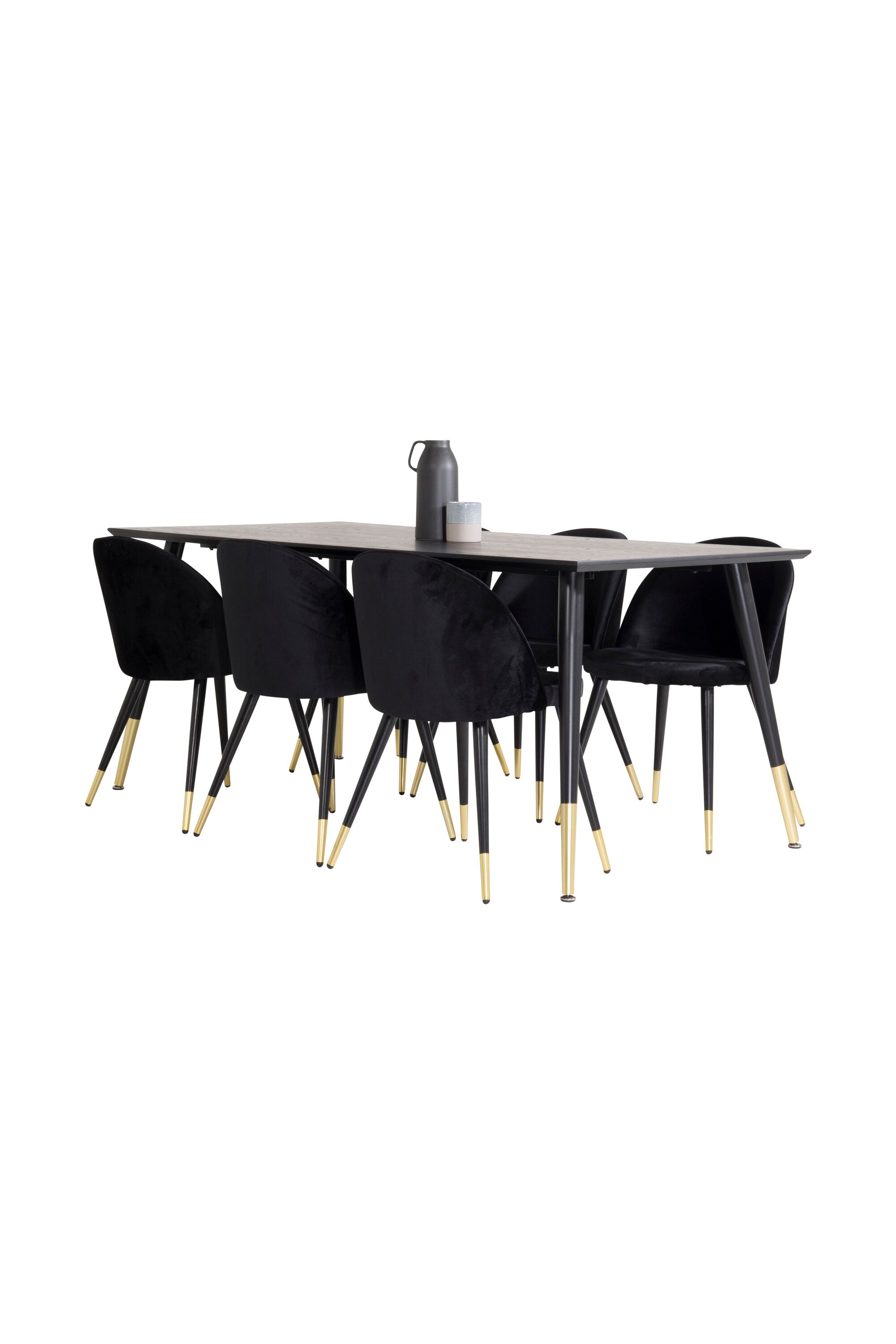 Dipp Esszimmerset + Velvet 180cm/6St. in Schwarz / Gold präsentiert im Onlineshop von KAQTU Design AG. Esszimmerset ist von Venture Home